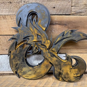 Rusted D&D Logo Wall Art – 11” Small Plaque – Dungeons N Dragons Emblem – Fantasy Gamer Decor – Geek Gift