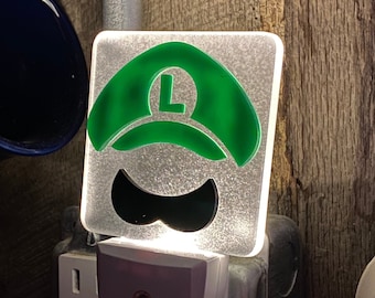 Luigi Night Light – Auto Sensor Plug-In – Mario Bros Game Room Decor – Fun Gift for Kids or Gamers
