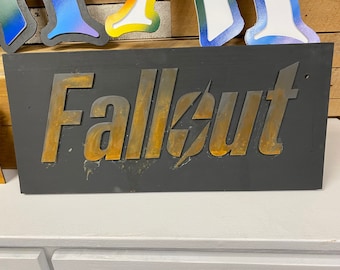 Fallout Inspired Distressed Vault Style Rusted look Wall Art 10" x 19"