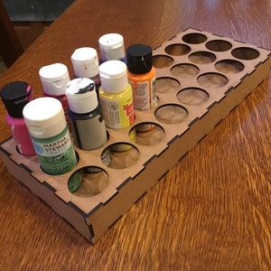 Mini Paint Bottle Holder SVG – Glowforge Laser Cut File – 1/8&quot; Draftboard – Digital File Only –