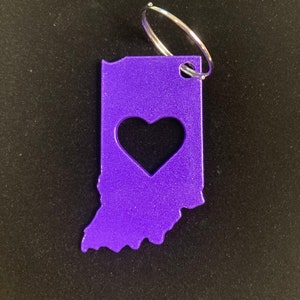 Indiana with Heart Metal Keychain