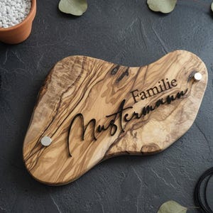 Door sign | Olive wood | Decoration | Front door | Door ornament | Wooden sign | Family sign | Nameplate | House wall | Gift | Wood | Wedding