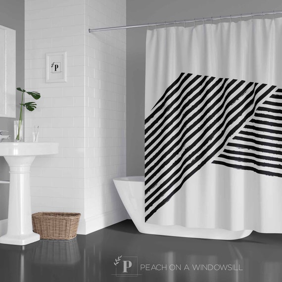 modern shower curtains black and white