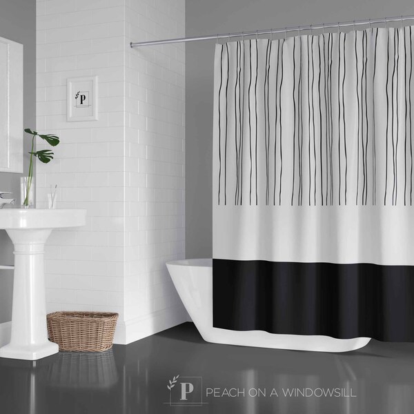 Black Shower Curtain Etsy