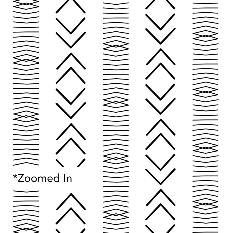 African Mudcloth Inspired Shower Curtain Abstract Black and White Bohemian Pattern Bath Curtain