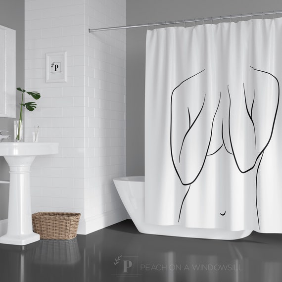 Cortina de ducha de arte de línea desnuda / cortina de bañera de