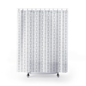 African Mudcloth Inspired Shower Curtain | Abstract Black and White ...