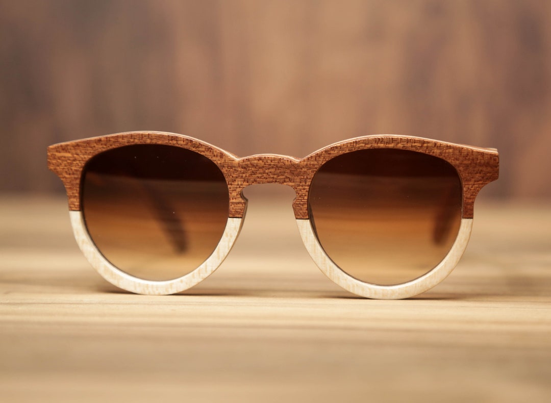 Occhiali Da Sole In Legno A Line – Lenti Polarizzate UV400 – Unisex – Marrone/Nero