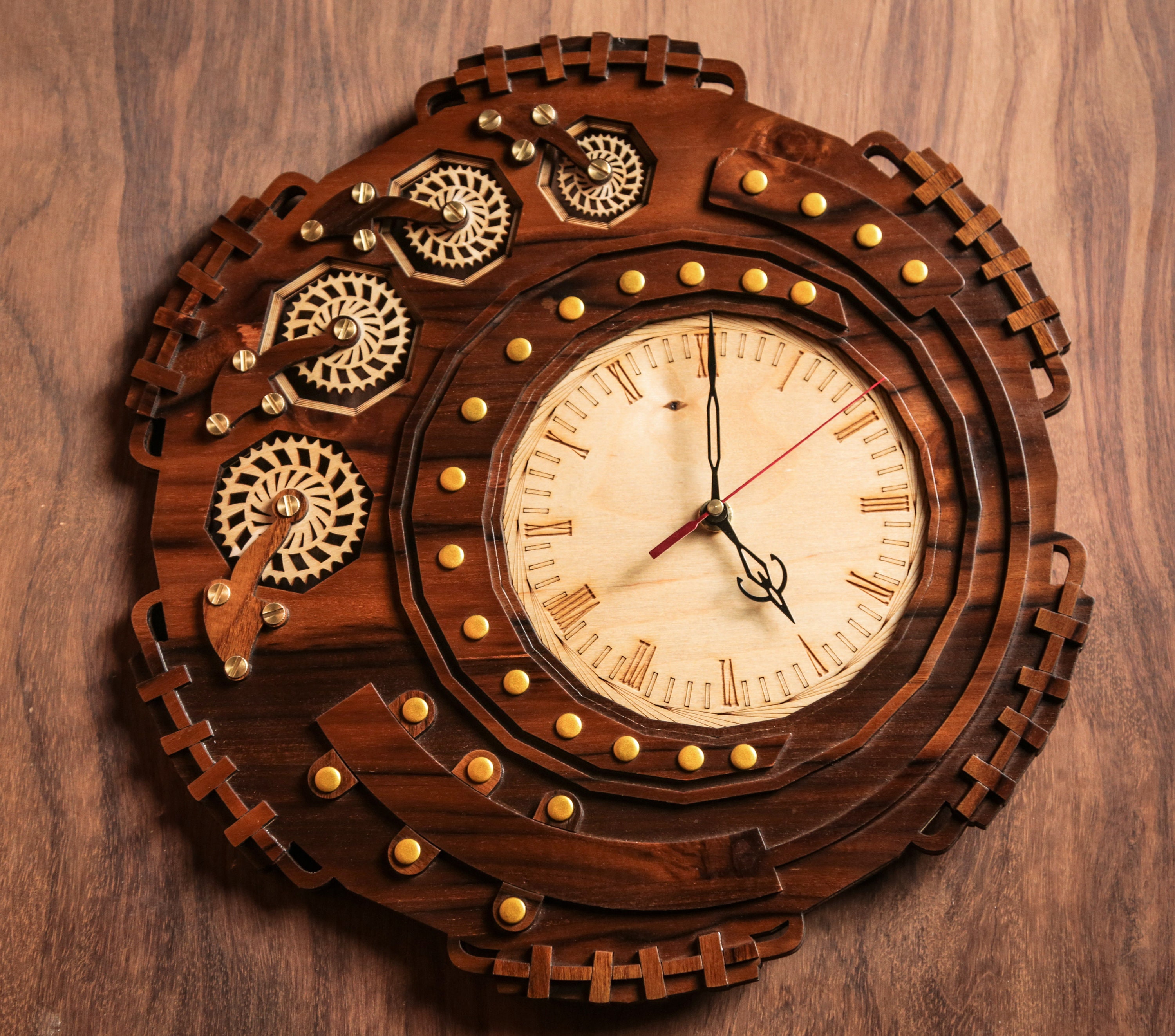 Steampunk - Qreative Qick Horloge Murale en Bois | d'art Mural Horloges Vintage Pour Offrir Des d'ho