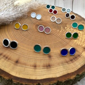 Enamel, enamel work, earring, ear studs, silver, silver jewellery, goldsmith, handmade, handwork