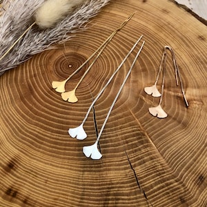 Earrings, silver, rose gold, plated, gold plated, silver jewellery, goldsmith, handmade, ginkgo, ginkgo leaf, bohemian, handmade