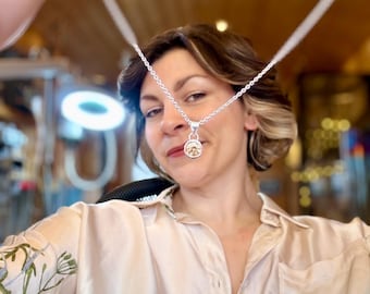 Kette mit Anhänger, Kette, Goldschmiede, Handmade, handgefertigt, Silberschmuck, Zirkon, gelb, Edelstein, Heilstein