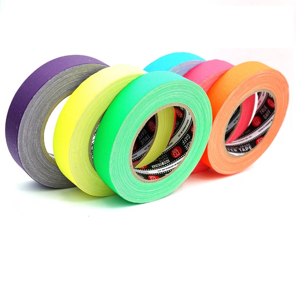 1in X 30ya Gaffer Tape Fluorescent Professional Hula Hoop Grip  - Pink/Blue/Green/Yellow/Orange - USA brand DGTAPE@TrueGAFF
