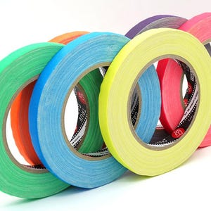1/2 in X 30ya Gaffer Pro Tape Fluorescent Professional also Hula Hoop Grip  - Pink/Blue/Green/Yellow/Orange - USA Brand DGTAPE TrueGAFF