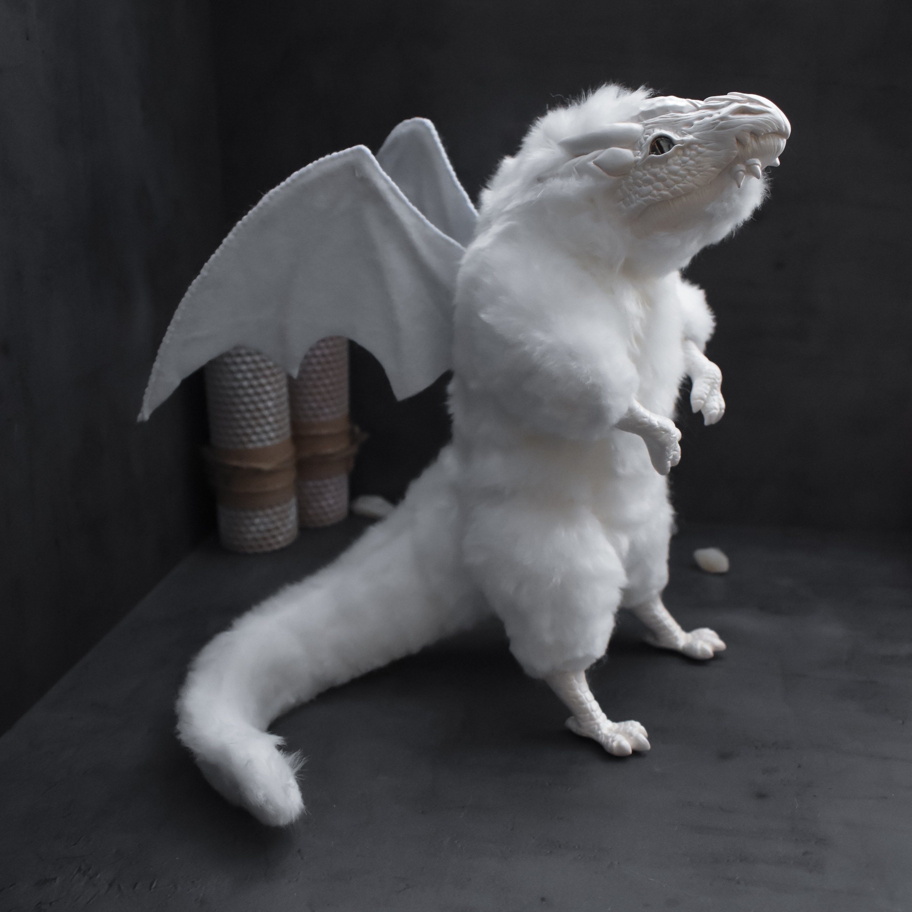 White Fur Dragon. Snow Dragon. Collectible Toy One of a Kind Etsy UK