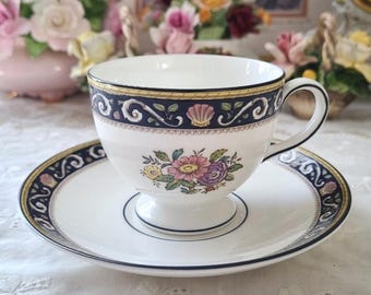 Vintage Wedgwood Bone China Glazed Blue Teacup and Saucer Set - Etsy