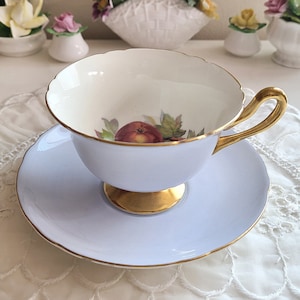 Shelley orchard blue cup and saucer #13770 , Fruit Center - England