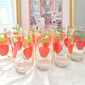 Vintage Strawberry Juice Glasses - Etsy