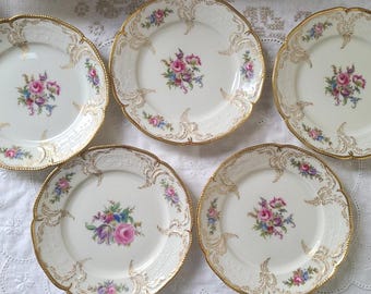 Vintage Stetson China Dinner Plates – Tiffany Floral, 22K Gold