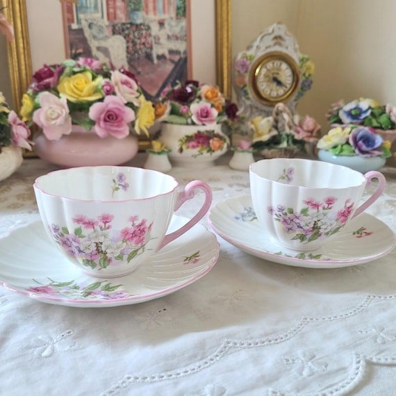 Vintage Shelley Bone China Cup and Saucer Set Stocks Ludlow