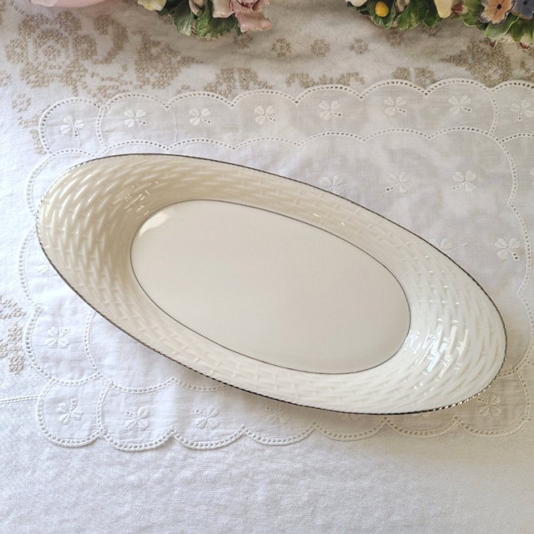 Lenox Bread Tray Basket Weave Porcelain Serving Tray Oval Etsy