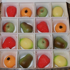 Handmade Marzipan Fruits: Vegetarian Sweets, Gift Box of 16