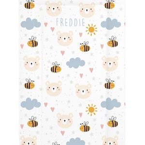 Deluxe Baby changing mat Bees and Bears design can be personalised