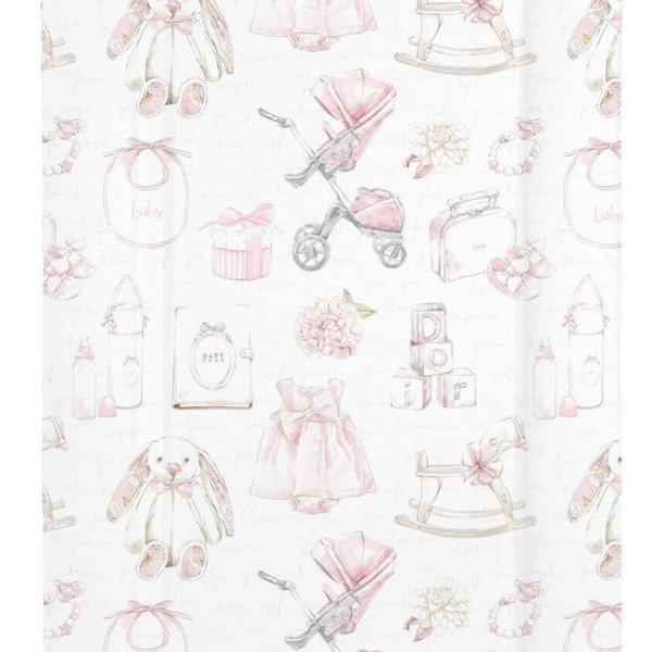 Vintage design baby changing mat girls pink