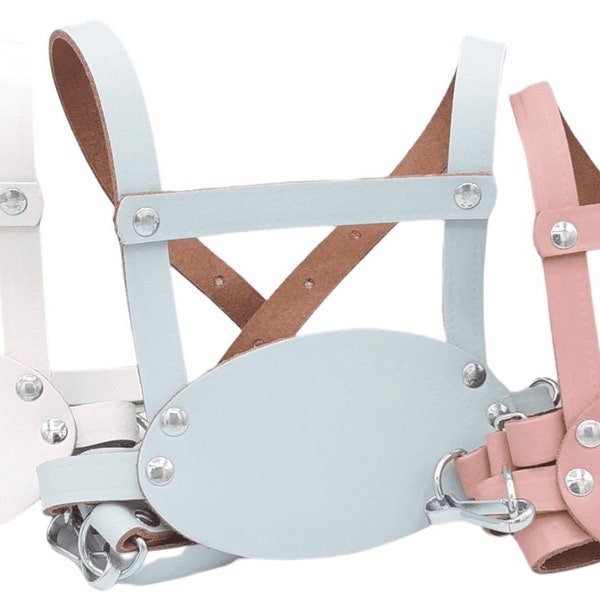 Leather Oval Baby Pram Harness Reins Set Navy Pink White Aqua or Red for Silver Cross Kensington Balmoral