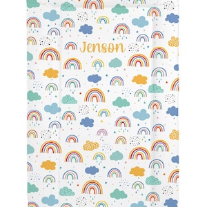 Deluxe Baby changing mat Rainbows and Clouds design - can be personalised