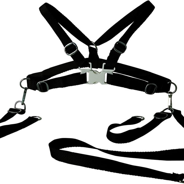Baby Harness / Reins - Black - Metal Clips for prams highchairs pushchairs fit Silver Cross Kensington and Balmoral