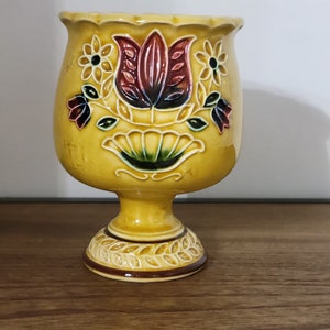 Napcoware Sockel Vase Blumentopf Tulpe Gelb Vintage