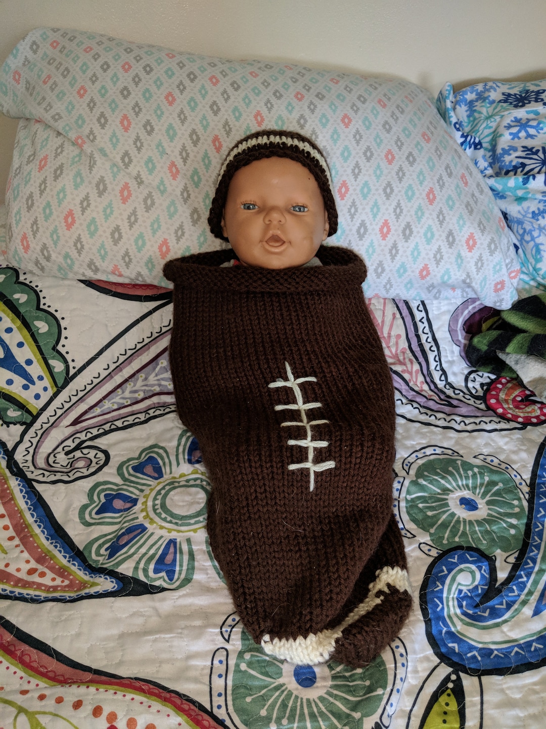 Football Baby Cocoon With Hat Etsy