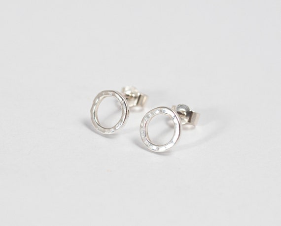 Hammered Small Circle Earrings | Recycled Sterling Silver | Sterling Silver | Minimal Earrings