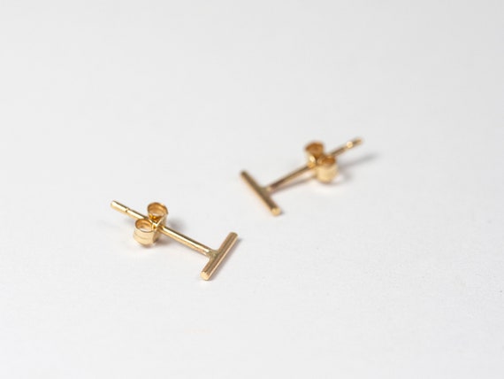 Minimal Bar 9ct Gold Earrings | Recycled 9ct Gold | Handmade Jewellery | Minimal Gold Studs