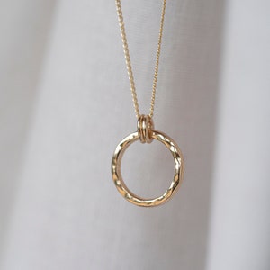 Minimalist Halo Hammered Recycled 9ct Gold Pendant | Recycled 9ct Gold | Minimal Necklace
