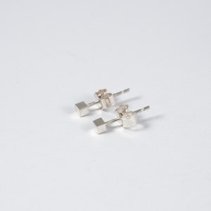 Square Cube Stud Earrings | Recycled Sterling Silver Square | Eco Friendly | Minimal Earrings