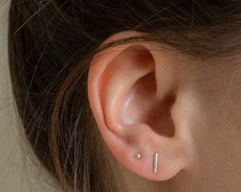 Delicate Bar Sterling Silver Earrings | Recycled Sterling | Minimal Stud Earrings