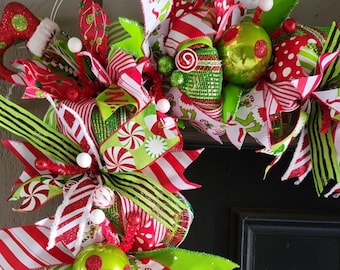 18ft green monster christmas garland,  elf holiday garland, whimsical grinchy Garland