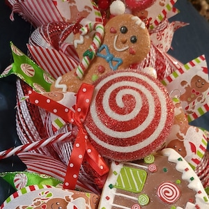 Gingerbread Christmas garland, whimsical garland for holiday mantle, peppermint and candy cane winter garland
