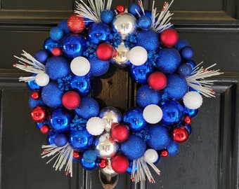 4th of July wreath, patriotic ornament front door wreath