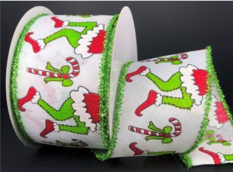 Grinch Inspired Ribbon for Tree Topper Whimsical Green Etsy