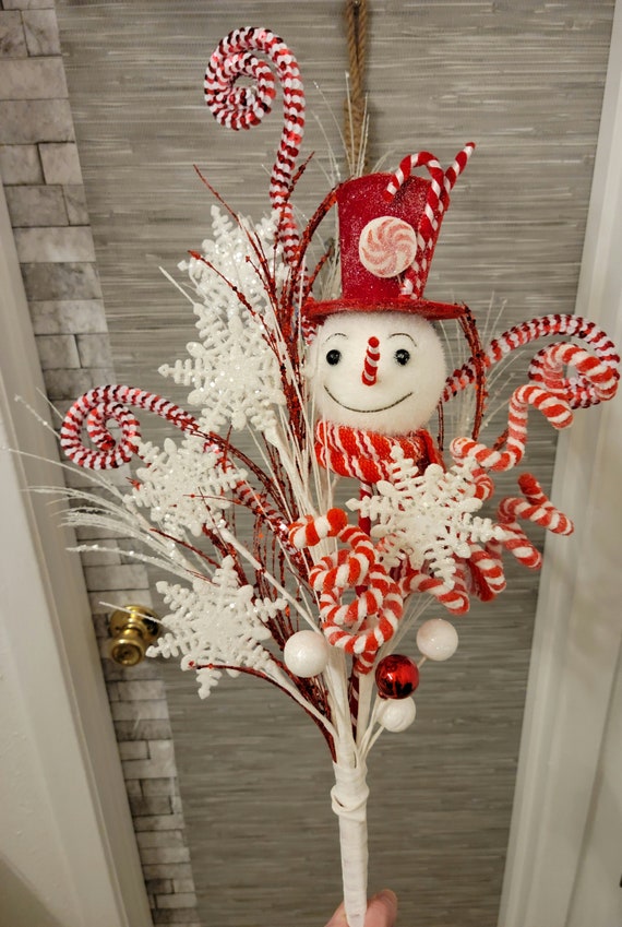 Whimsical Snowman Tree Topper Pick, Snowman Christmas Tree Topper, Snowman  Glitter Spray Decoration 