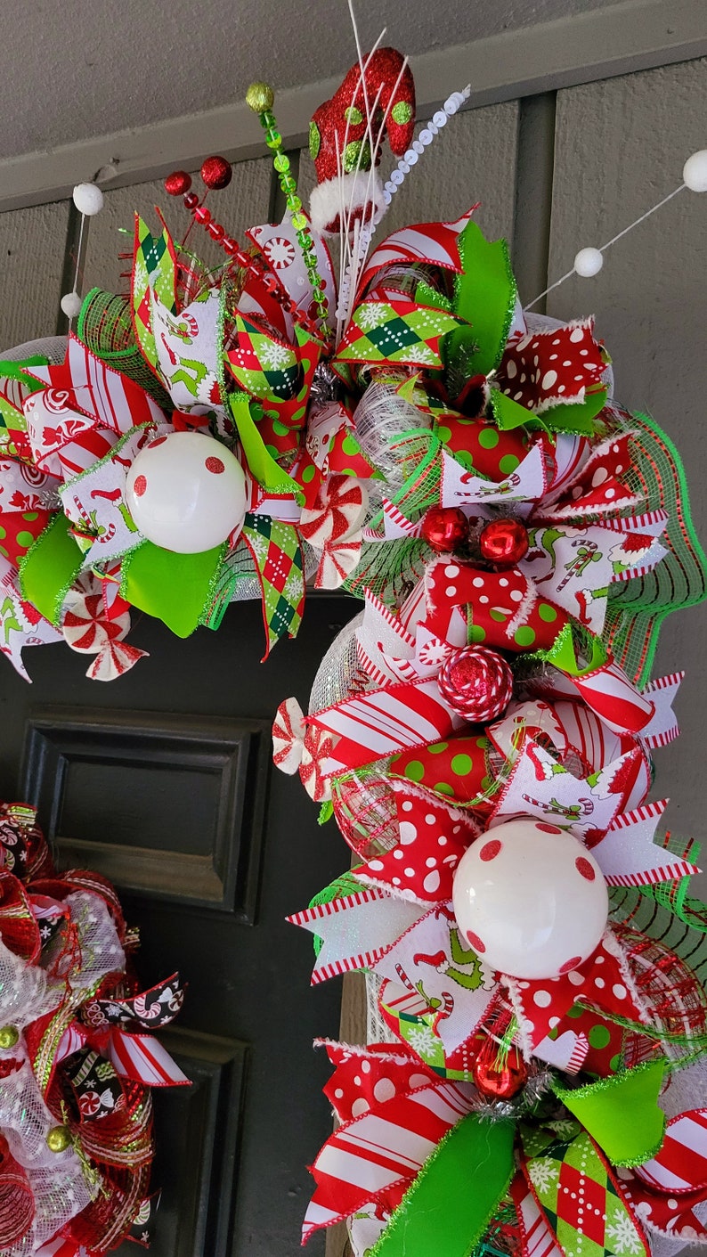 Christmas Mesh Wreath and Garland Set.grinch Wreath Set. Etsy