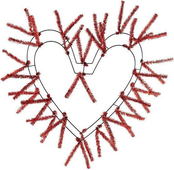 Red Heart Wreath Form With Ties, 18 to 28 Heart Wreath Frame, Craft  Supplies 