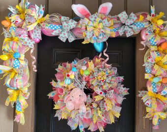 Easter Bunny Wreath & Egg Garland: Whimsical Party Decoration
