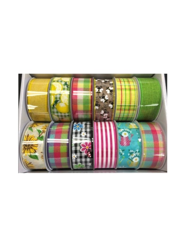 Spring Ribbon Assorted Kit, Wired Spring 12 Pack of Ribbon, Ribbon