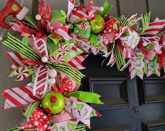 12 ft Green monster christmas garland, grinchy holiday garland, custom grinch garland, xmas wreath and garland set