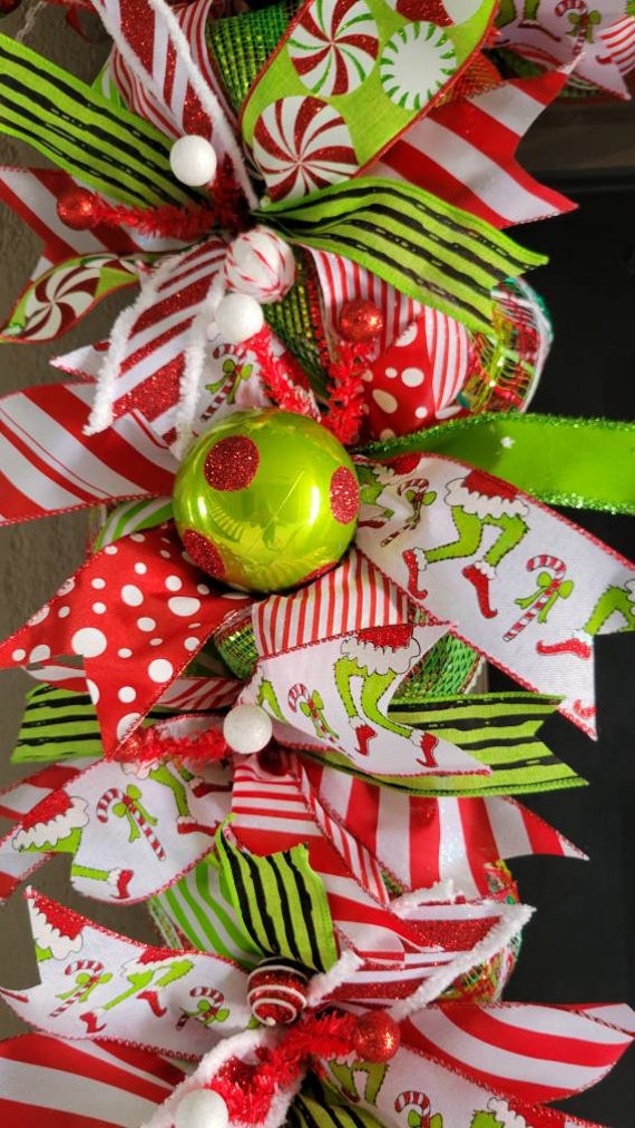4 x 10 Yard Green Monster Legs & Candy Cane Christmas Ribbon - Decorator's  Warehouse