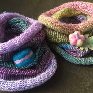 Handknit infinity scarf // Colorful Autumn Scarf // Handknit Mohair Scarf // Collar Scarf